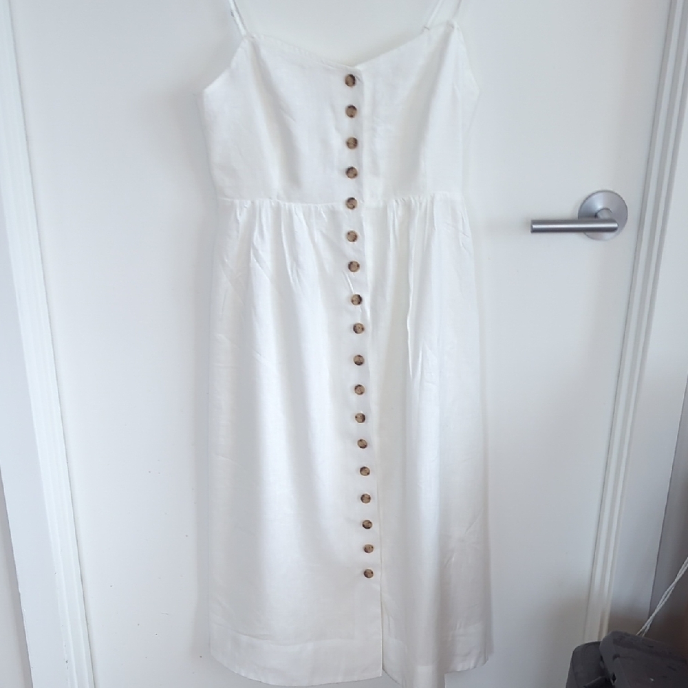 NWT Madewell Linen Ivory Button-Front Midi Dress